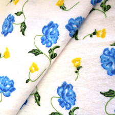 Blue Yellow Rose Floral Cotton Flannel Fabric by the Yard 45" Wide Soft Nursery