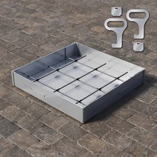 Edelstahl Schachtabdeckung Quadratisch | Auspflasterbar Kanalabdeckung V2A A15