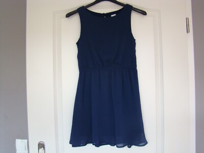 Sommer Kleid 146 Mädchen Mini Fit Flare Shirt Tunika Chiffon blau 1xgetragen