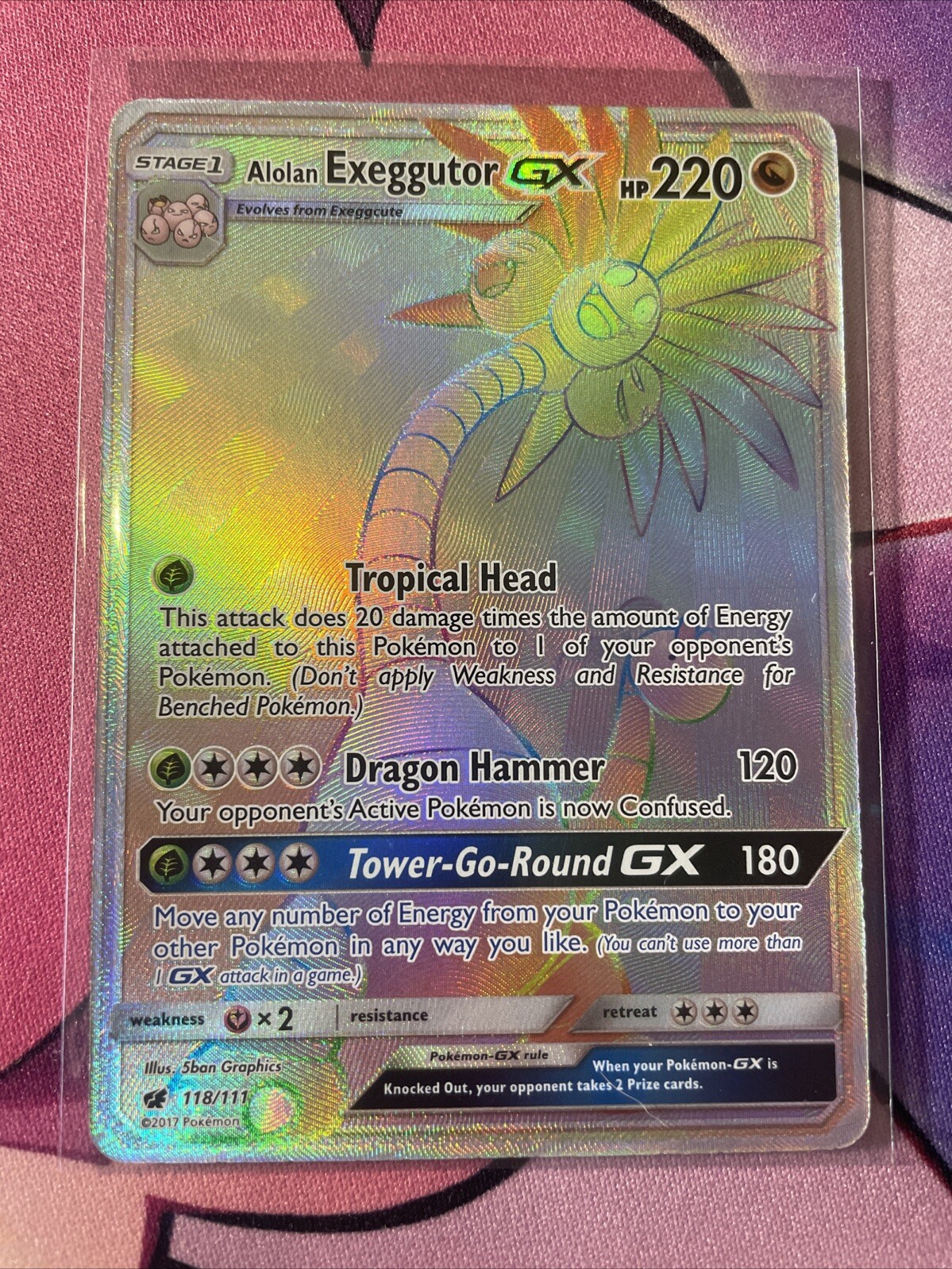 Pokemon Card Alolan Exeggutor GX 118/111 Secret Rare Crimson Invasion Near Mint