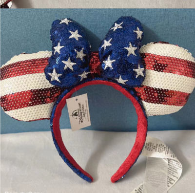 Disney-Stars Stripes Americana Minnie Ears Headband Flag  display picture 2