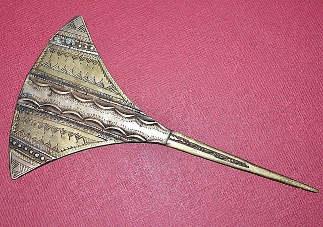 Tuareg Tribally Made Brass Metal Hairpin Veil Pin Hair Decoration Niger Africa Tuareg Tribally Made Brass Metal Hairpin Veil Pin Hair Decoration Niger Africa