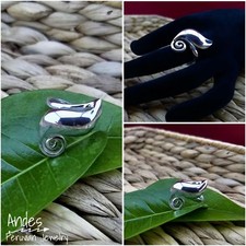Handmade peruvian ring 950 silver w/ spiral  plain leaf design Size 6.5 and 8.5