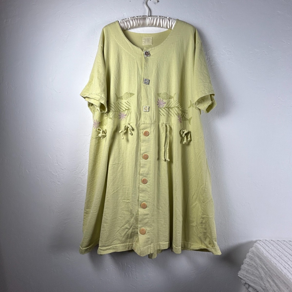 blue fish dress vintage Blue Fish Vintage Women's 1 Sand Dress Organic Hand Painted Art to Wear