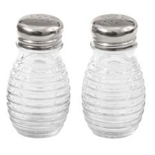 Retro Beehive Salt and Pepper Shakers with Stainless Tops Set of 2