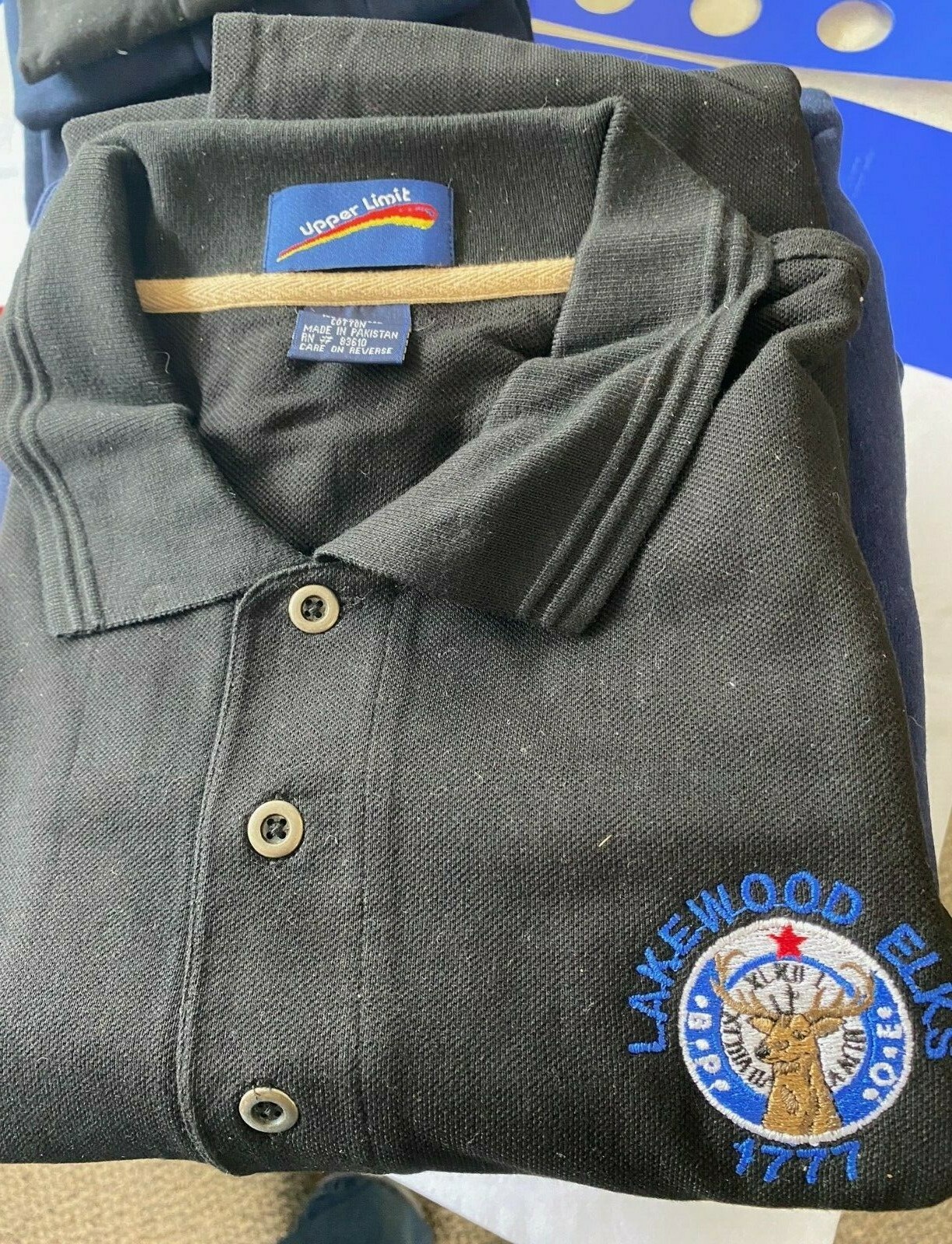 Lakewood Elks 1777 BPOE Black 100 Cotton short sleeve Polo Shirt