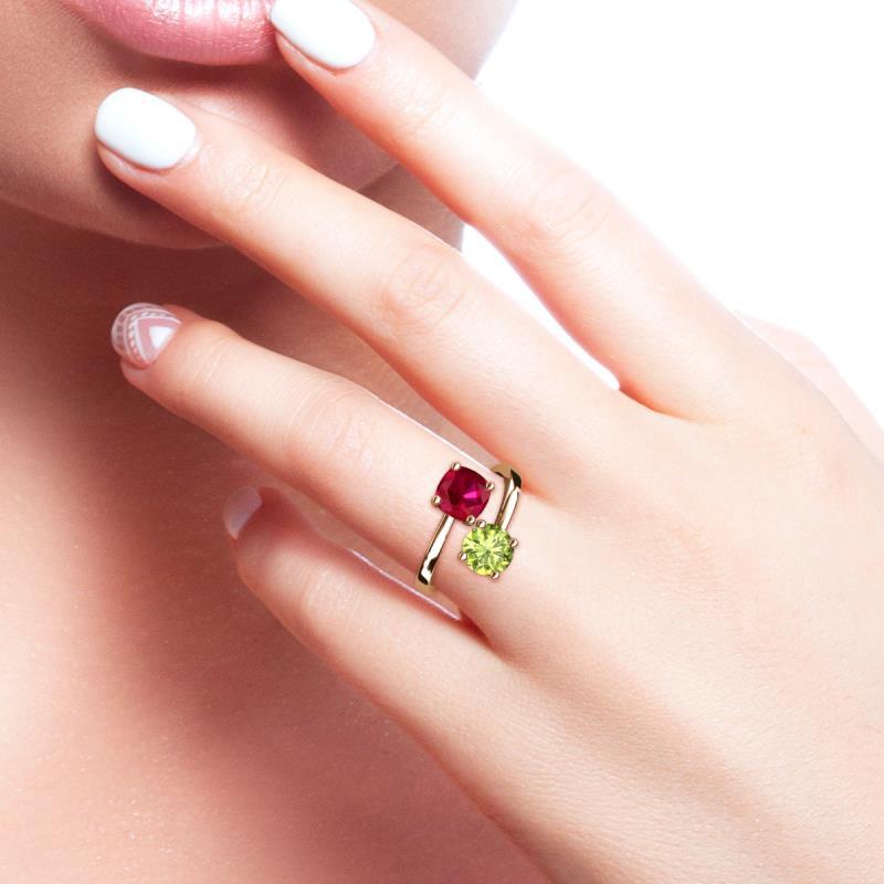 Lab Created Ruby & Peridot 2 1/8 ctw Promise Ring 14K Gold Lab Created Ruby & Peridot 2 1/8 ctw Promise Ring 14K Gold