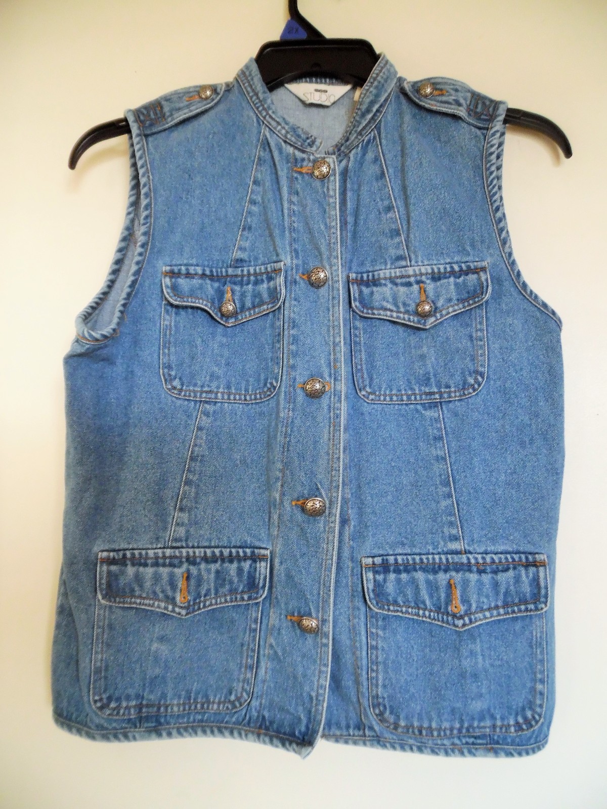 SGS Studio button front denim jean vest / women's Medium