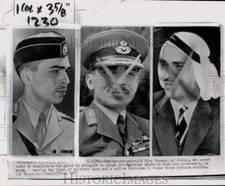 1957 Press Photo Jordan's King Hussein in various military caps and burnoose