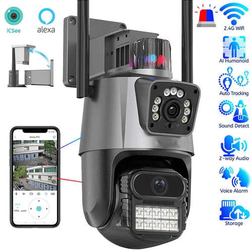 Dual Lens WiFi IP Camera Wireless Outdoor CCTV PTZ Home Security IR Cam ICSEE - Picture 3 of 17
