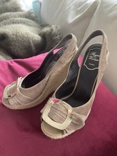 Roger Vivier Pink Suede Wedge Platform Slingback Sandals Shoes UK4 EU37