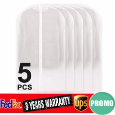 Garment Bag Travel Suit Dress Storage Clear Cover Full Zipper Coat Carrier 5 Pcs