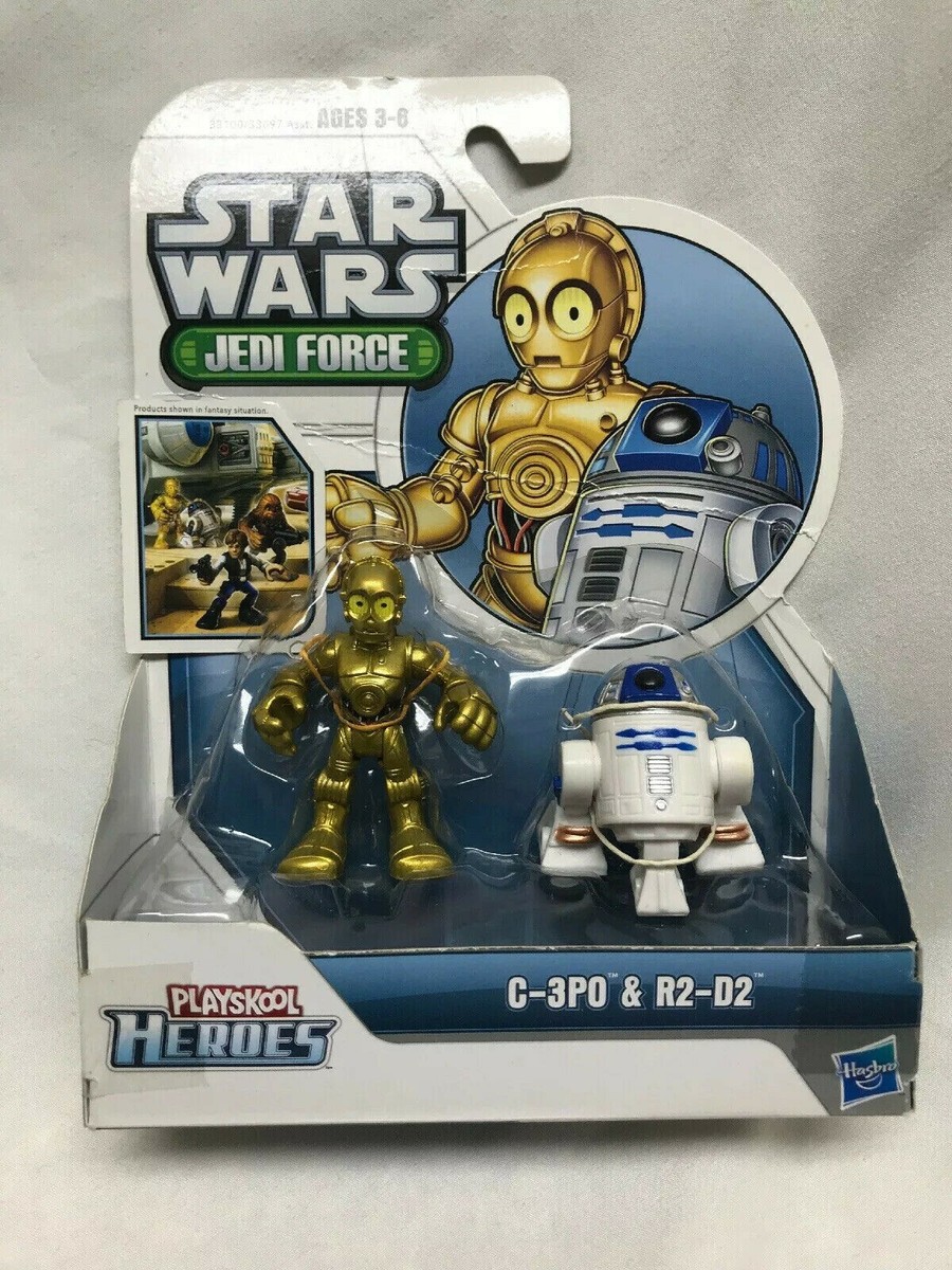 Star Wars Jedi Force Playskool Heroes C-3PO R2D2 2-3” Figures Shelf Wear  C3PO