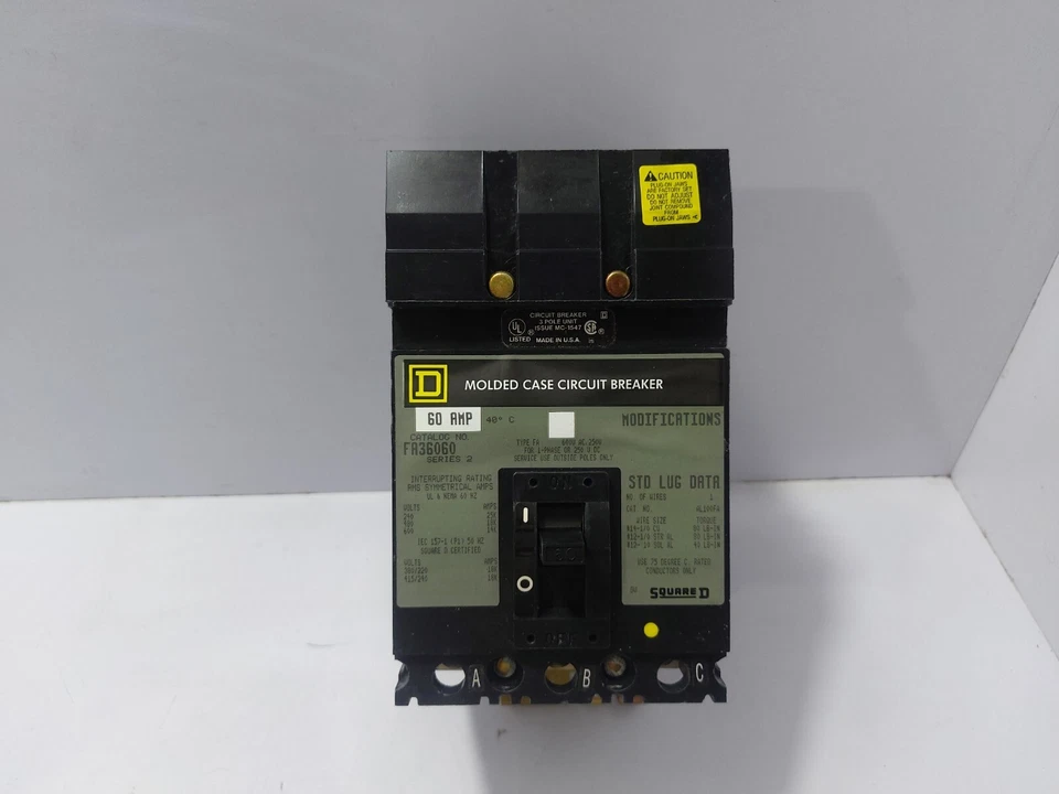 Disjoncteur À Boîtier Moulé Square D FA36060 60A 3 Pôles 600V 50/60HZ, 250VDC - Photo 3/4