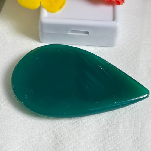 "167.30Ct Natural Green Onyx Pear Cabochon – Amazing Loose Gemstone for Jewelry" - Picture 8 of 8