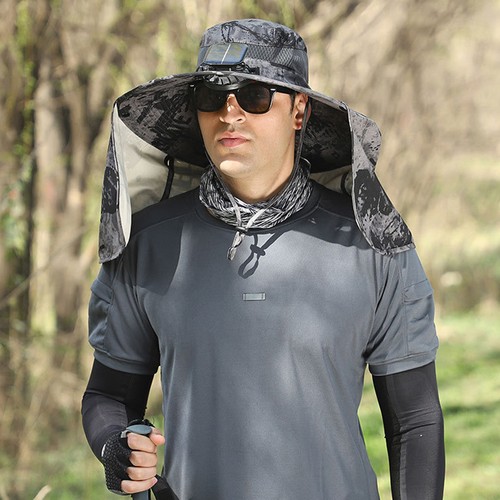 Wide Brim Solar Fan Outdoor Fishing Hat,Sunscreen Sun Hat with Fan - Picture 10 of 20