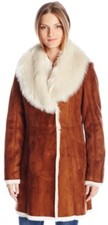 Nwt Marc New York By Andrew Marc Women's Size Xs Brown Sarah Faux Suede/fur Shaw