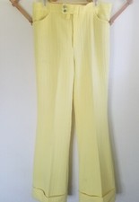 Womens Highwaisted Trousers Pants Wide Leg Cuffed Tall Vintage 70s Disco