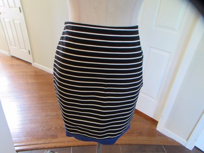 Low Cost New listing Ann Taylor Womens BlackWhiteblue Striped Stretch Skirt Size 2