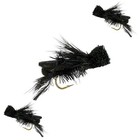 3 pc Dave's Hopper Fly Fishing Set - Black, Size #10 - Dry Flies Bass, Trout B — photo 1