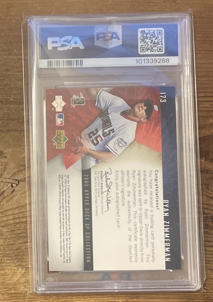 2005 Upper Deck SPx Ryan Zimmerman Rookie Auto 077/185 PSA 8.5 DNA 10 🔥⚾️🔥 view 2