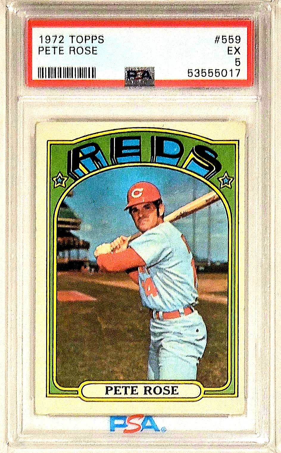 1972 TOPPS PETE ROSE #559 PSA 5 EX REDS ALL TIME HIT KING NICE CARD