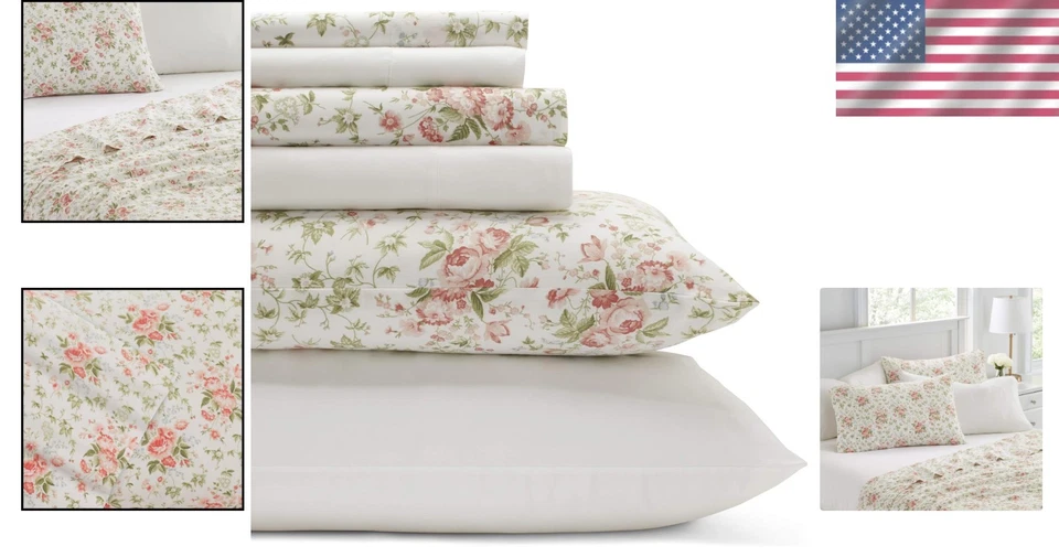 Breathable Percale Cotton Sheets, Marissa Coral - Image 2 of 4