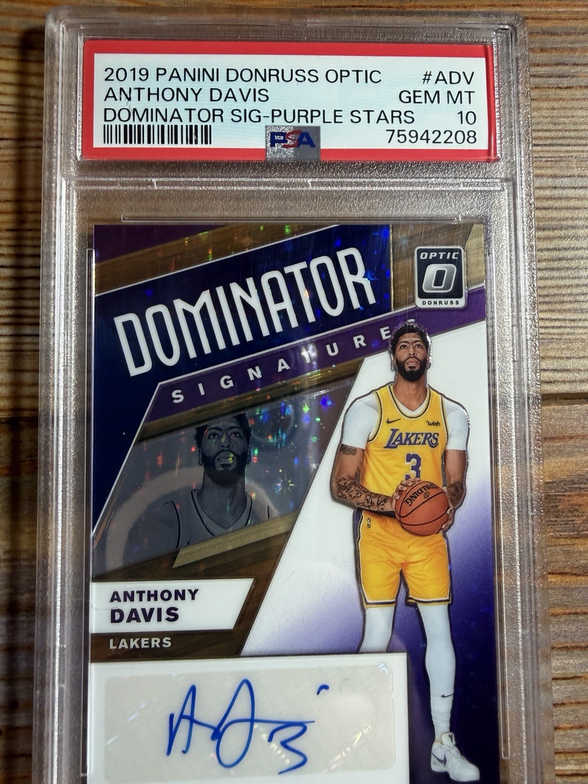 2019 Donruss Optic Anthony Davis Purple Stars Auto /29 SSP PSA 10 Pop 9 Lakers view 3