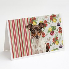 Caroline's Treasures Chocolate White Rat Terrier Vegetables Greeting Card Pack 8