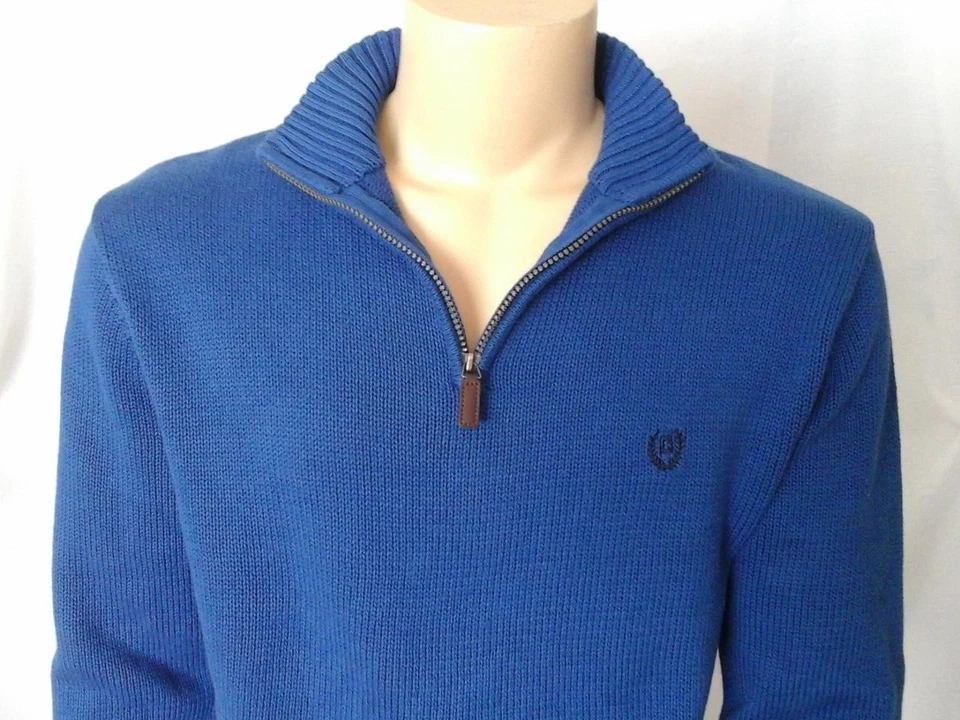 CHAPS by Ralph Lauren Solid Blue 1/4 Zip 100% Cotton Collar/Turtleneck XXL $70 - Image 2 of 4