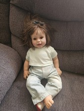 Soft Body Baby Play Doll Girl Light Complexion Straight Brown Hair Brown Eyes
