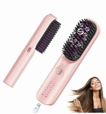 Cordless Travel Hair Straightening Brush Pink...