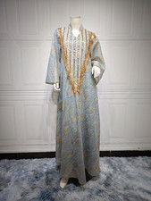 Premium Light Blue Sequined Fringe Abaya | Festive Modest Wear