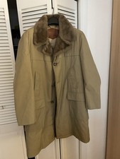 Vintage Woolrich Men’s Coat Faux Fur Lining Khaki Beige Size L – Likely USA-made