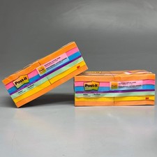 POST-IT 2 PACK of 12, 24 Total Pads Super Sticky Post-it Notes 3" x 3" Rainbow