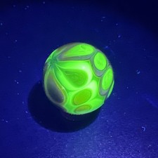 Contemporary Handmade Art Glass Marble 1.05" Spotted Dot MIB UV Reactive Green