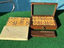 VINTAGE CATALIN DOMINOES CARDINAL N0. 640 PLUS ONE BOX UNMARKED 56 PCS.