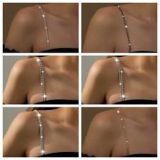 Decorative Bra Straps Adjustable Crystal Diamante Pearl Metal Clear Replacement
