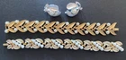 VINTAGE LOT 3 CROWN TRIFARI PIECES FAUX PEARL MILK GLASS BRACELET CLIP EARRINGS