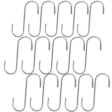 Fifteen (15) New All-Purpose Steel 5" Utility S-Hooks 1.25" Long Hook Opening