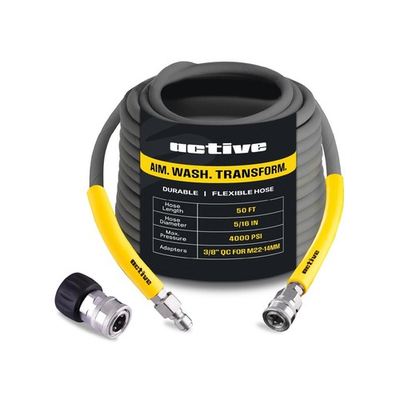 #ad ACTIVE Pressure Washer Hose 50 Ft 5 16quot; Kink Resistant Steel braided Power ... $121.43