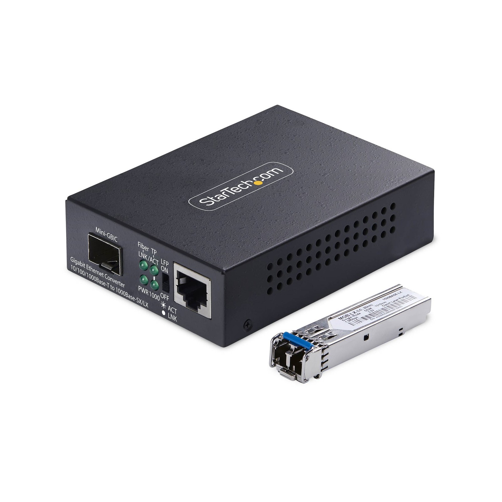 .Com media converter fibra lc monomodale (sm) per reti gigabit 10/100/1000, standalone, rj45 a fibra lc, 20 km, taa - Immagine 2