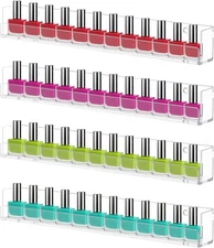 4 Pack Nail Polish Rack Wall Mounted Shelf, Clear Acrylic Polish... 