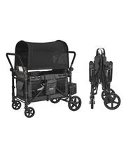 New✅Wagon Stroller for 4 Kids，Push Pull Quad Collapsible Stroller w/Adjustable