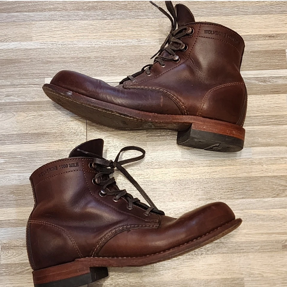 Wolverine Brown Leather 1000 Mile Samantha Pleet Ankle Boots Sz 6 B - Image 4 of 4