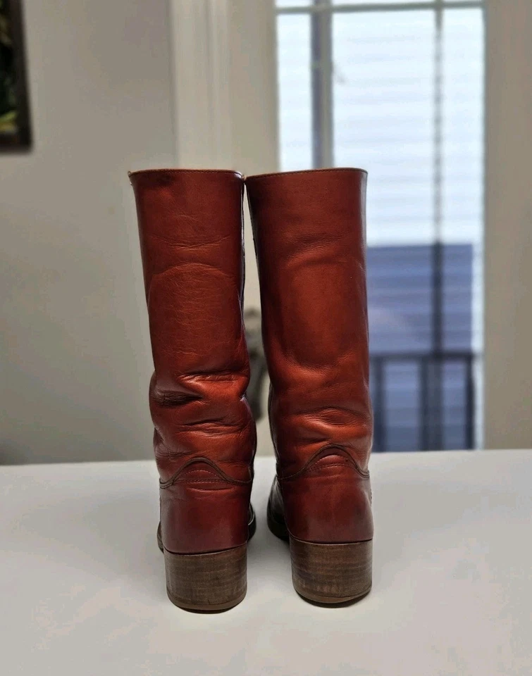 Frye Vintage Campus No. 2950 Mens Leather Boots Cognac Size 9D Womens Size 10.5D - Image 4 of 4