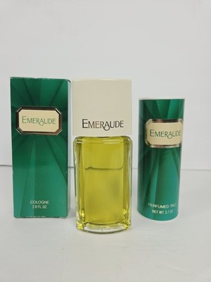Emeraude by Coty Cologne Spray 2 fl oz Full Size New in Box PLUS 3.7 Talc Powder