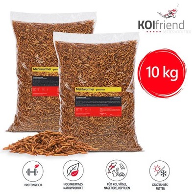 Mehlwürmer getrocknet 10 kg Vogelfutter Koifutter Reptilien Fische Igelfutter
