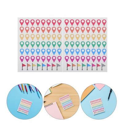 5 Sheets Removable Map Location Stickers Camping Site Marker Atlas Marking