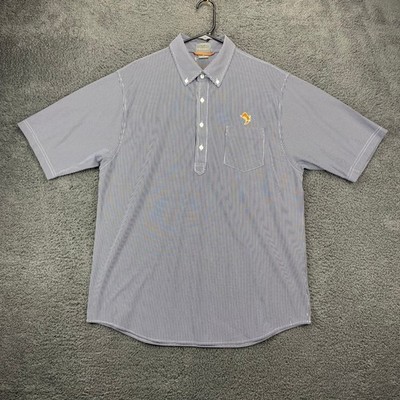 Fennec Brookside Sport Polo Shirt Striped Button Down Golf Casual Size L